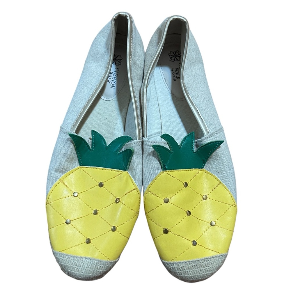 Avon Cushion Walk Pineapple Espadrilles Canvas Flats‎ Slip On Size 9